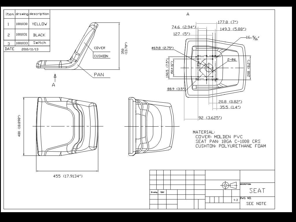 Riding Mower Seat Most Brands Higher Backrest