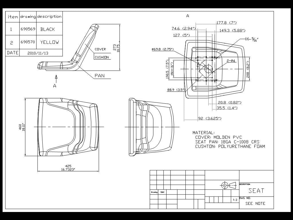 Riding Mower Seat Lower Backrest